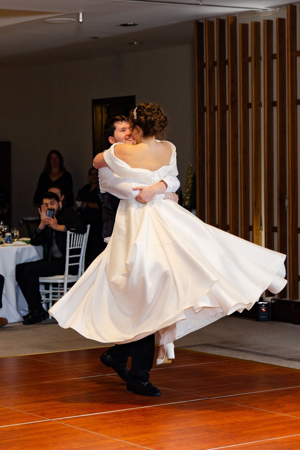 Bride and groom first dance spin